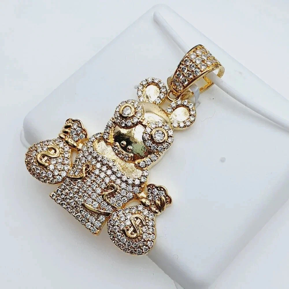 "14K Gold Plated Cubic Zircon Pendant, EVBRS366